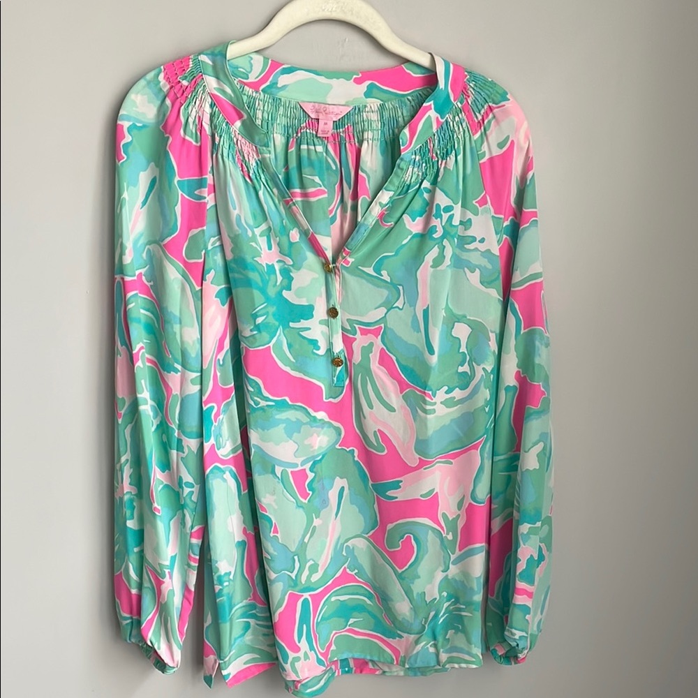 Lilly Pulitzer Elsa Silk Blouse Size Medium